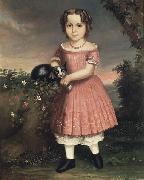 unknow artist Portrait of a Child Holding a Cat Spain oil painting reproduction